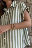 Mallow Stripe Cap Sleeve Shirt Olive